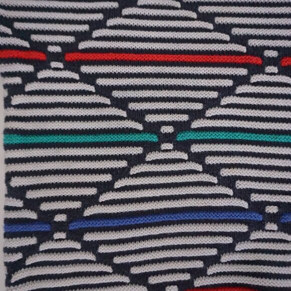 Cezar Knit Sweater Navy Multicolor Geometric Pattern 90s Retro Eclectic Style XL - Picture 8 of 10